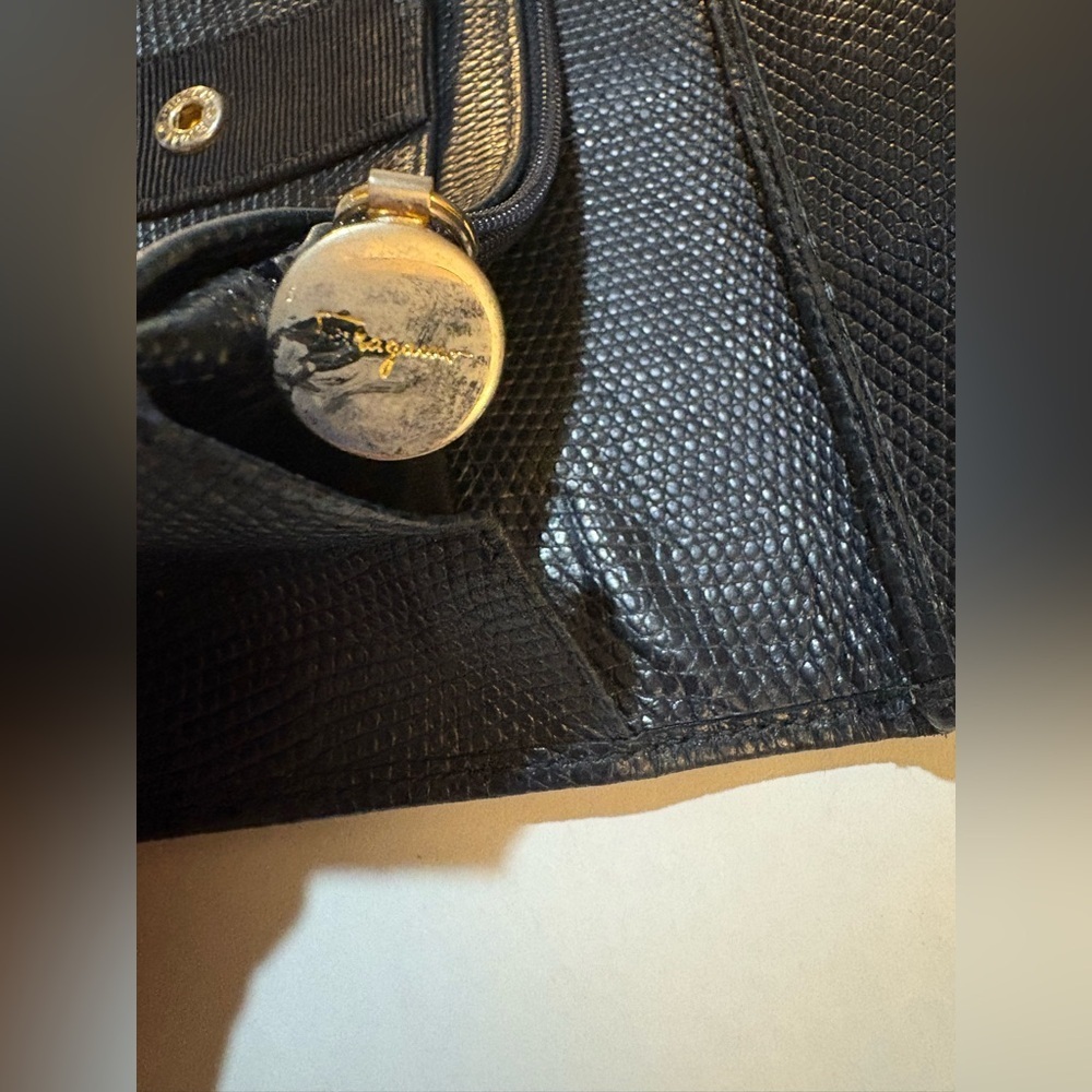 Salvatore Ferragamo Black Textured Leather Wallet - Picture 5 of 12